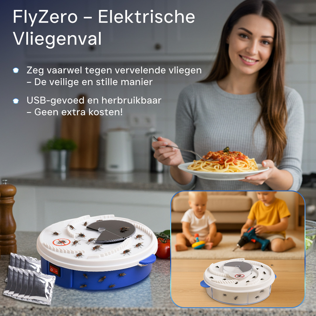 FlyZero Elektrische Vliegenval – Veilig &amp; Chemisch Vrij