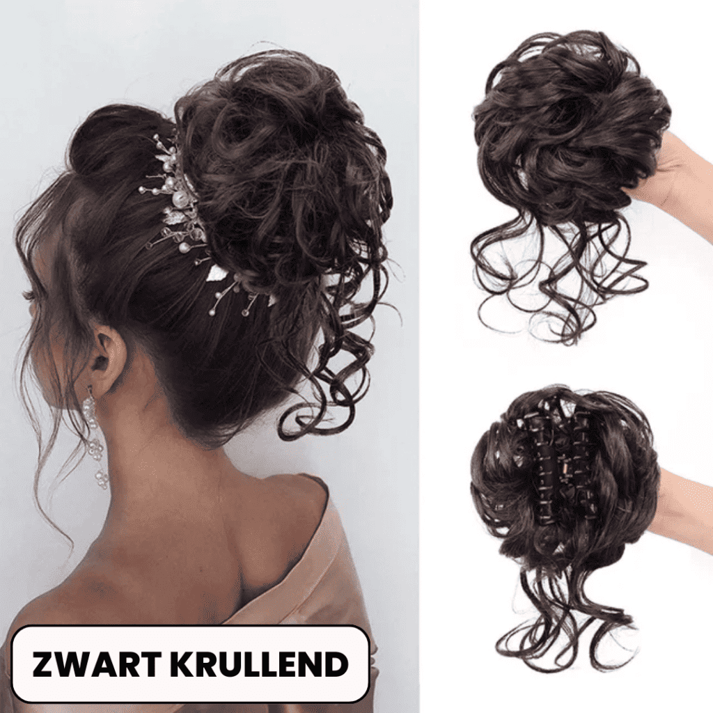 TopKnot ZWART KRULLEND 1
