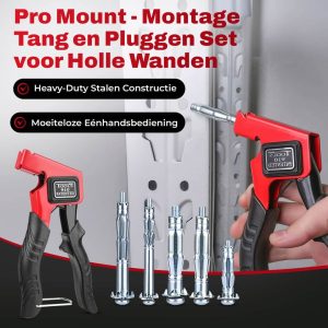 Pro Mount - Montage Tang en Pluggen Set voor Holle Wanden