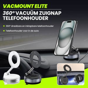 VacMount Elite - Magnetische Telefoonhouder met Vacuüm Zuignap en 360° Rotatie