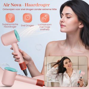 AirNova™ Professionele Ionische Föhn met 5 Opzetstukken – Sneldrogend, Stil & Beschermt tegen Hitte