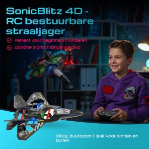 SonicBlitz 4D – RC Straaljager met LED & 360° Luchtstunts