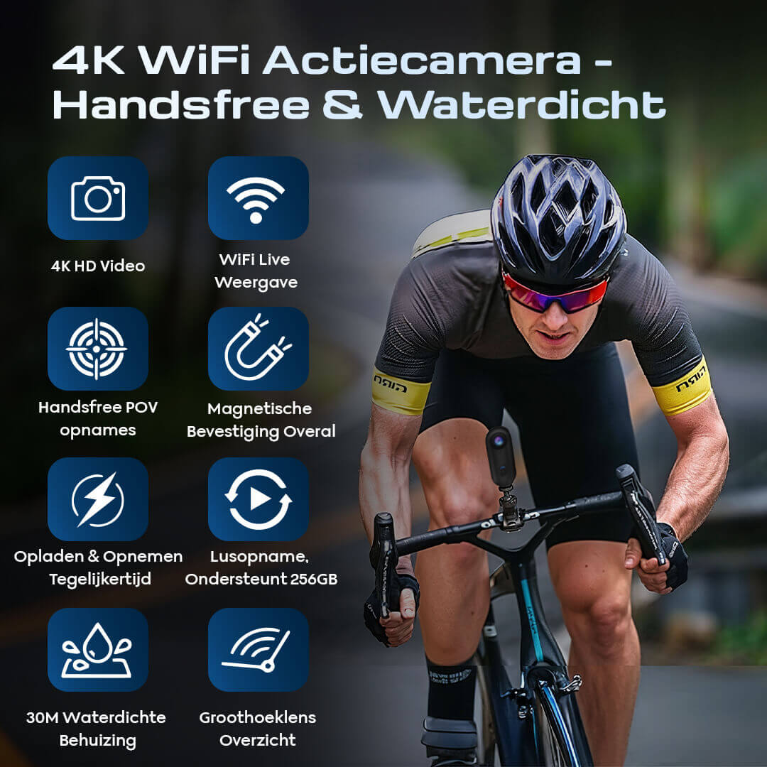PitchClix 4K Sportcamera – Handsfree, Waterdicht &amp; Magnetisch