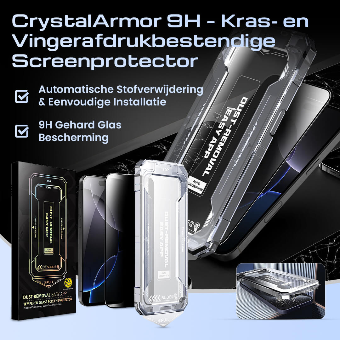 CrystalArmor 9H iPhone Screenprotector – Kras- &amp; Vlekvrij