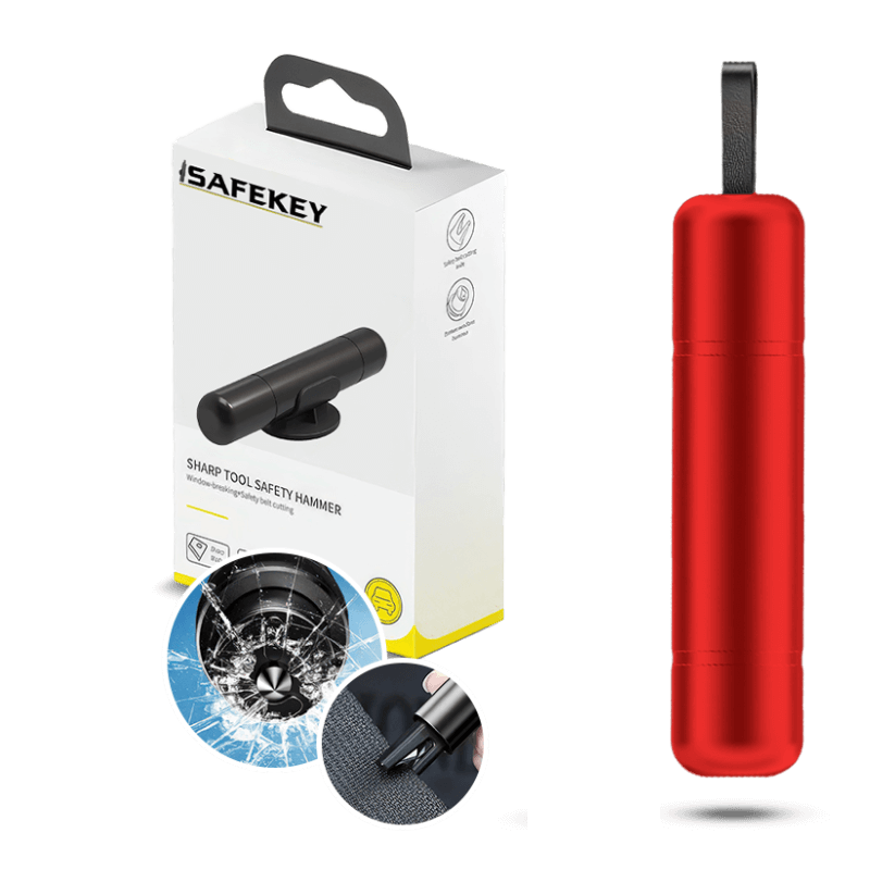 Safekey raambreker en gordelsnijder productfoto met verpakking en details