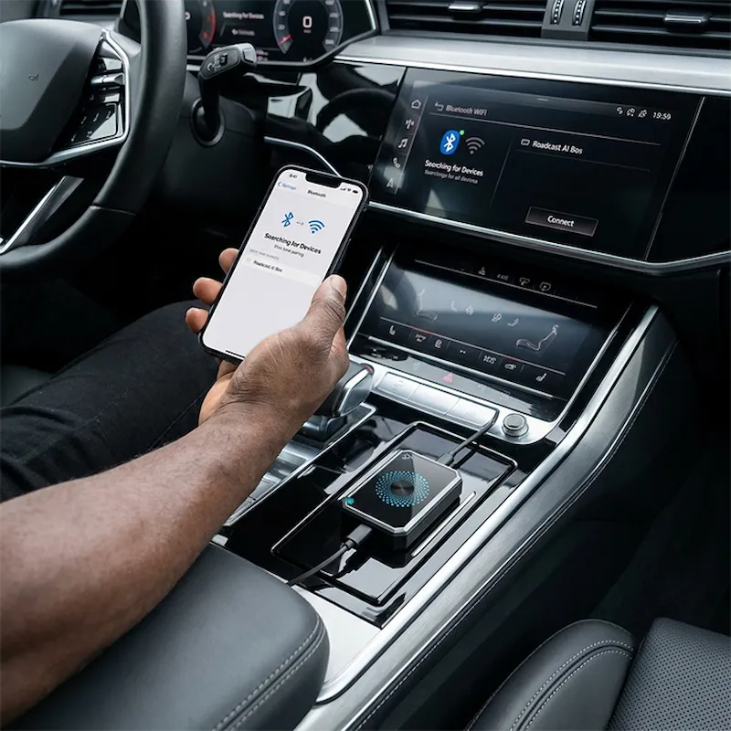 Wrijf Roadcast Carplay AI Box over de waas en vlekken