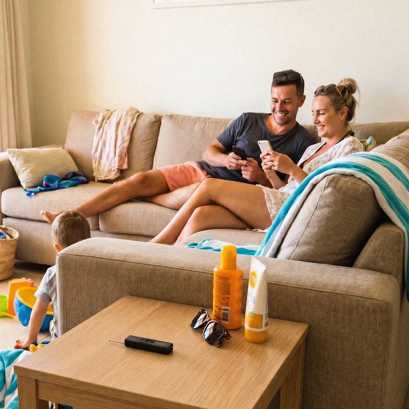 Gezin checkt vakantiehuisje bij aankomst met ScanPro