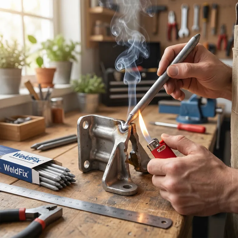 WeldFix in gebruik op glas