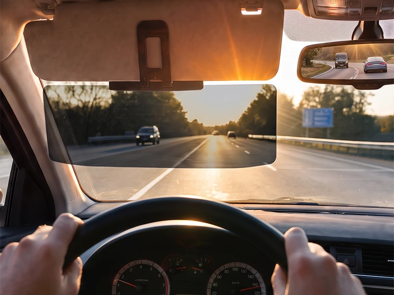 Met VisionShade: zon weg, weg scherp